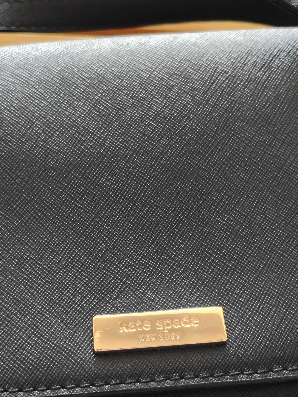 kate spade Black Textured Leather Crossbody with Gold Plaque - Picture 3 of 3